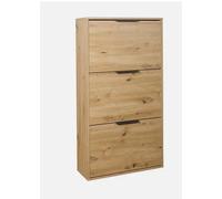 Scarpiera in Legno di Quercia 65x105x25 cm con 3 Ante a Ribalta, Colore Marrone