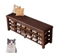 Scarpiera in legno massello con cuscino per ingresso, piccola panca da ingresso, scarpiera per ingresso, organizer per corridoio marrone 100cm