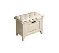 Scarpiera in legno massello con seduta imbottita e cassetti pieghevoli, per armadio e corridoio, scarpiera bianca (61 x 35,6 x 45,7 cm) elegante e funzionale Orga