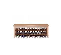 Scarpiera in legno massello per ingresso - panca multifunzionale per scarpe con grande capacità, finitura naturale, resistente ed elegante organizer per scarpe per la casa (naturale, L)