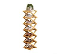 Scarpiera in legno, nessun montaggio richiesto, design ad incastro, da 2 a 9 ripiani, regolabile, pieghevole e compatta, perfetta per piccoli spazi (7 strati gialli)
