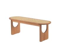 Scarpiera in legno nordico a forma di U in rattan e legno, per corridoio, elegante panca da pranzo e ingresso, finitura metallica, 120 x 39 x 42,5 cm