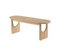 Scarpiera in legno nordico in rattan e abete, sgabello a forma di U, per sala da pranzo, cucina, soggiorno, ingresso, finitura in ottone, 120 x 39 x 42,5 cm