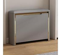 Scarpiera in legno, salvaspazio, con cassetto ribaltabile e sedile imbottito, non richiede installazione, organizer da ingresso