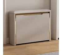 Scarpiera in legno, salvaspazio, con cassetto ribaltabile e sedile imbottito, non richiede installazione, organizer da ingresso