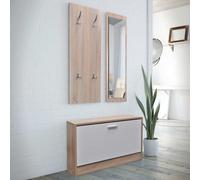 Scarpiera in Legno Set 3 in 1 Rovere e Bianco