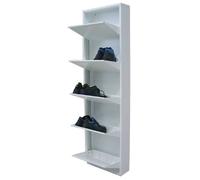 Scarpiera in Metallo 5 Ante Basculanti Colore Bianco 50x15x169H cm