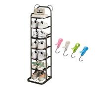 Scarpiera in metallo a 5 ripiani sottile per ingresso nizer per corridoio, facile da montare, 150 cm, colore nero, per porta dell'armadio, perfetta per scarpe da ginnastica e stivali