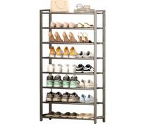 Scarpiera in metallo a 8 ripiani autoportante verticale nizer design stretto per corridoio o armadio facile da montare grigio (65 x 21,5 x 123 cm) - Soluzione di archiviazione robusta.