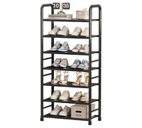 Scarpiera in metallo, design sottile e alto, 47 cm di lunghezza, 5-8 ripiani, organizer per soggiorno, ingresso, corridoio, guardaroba, nero (47 x 25 x 113 cm)