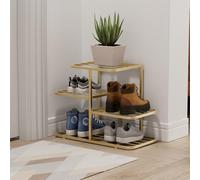 Scarpiera in metallo salvaspazio verticale per ingresso elegante finitura oro soluzione di archiviazione 37 cm 14,6 pollici perfetta per scarpe e accessori.