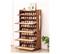 Scarpiera in rattan di bambù con ante ribaltabili, scarpiera autoportante per ingresso, armadio, corridoio, camera da letto, design moderno a tre lati (80 x 33 x 145 cm)