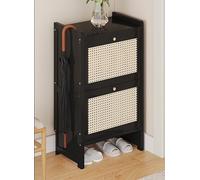 Scarpiera in rattan di plastica, scarpiera Tumbler Foyer, scaffale per scarpe da corridoio monoblocco per interni ed esterni, scarpiera con organizer ribaltabile per ingresso, doppio strato di stoccag
