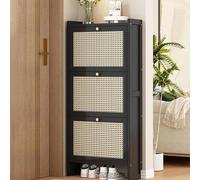 Scarpiera In Rattan For Ingresso, Sottile, Organizer For Scarpe, Con 2 Cassetti Pieghevoli/3 Cassetti Pieghevoli, Moderno Mobiletto Portaoggetti O Scarpe(B)