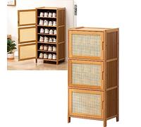 Scarpiera in Rattan Scarpiera in Rattan per Ingresso, Scarpiera Stretta, Scarpiera, Armadietto Autoportante con Ante, Scarpiera Chiusa in Bambù, Organizzatore di Scarpe, 4/6/8/10/11 Ripiani ( Size : 6