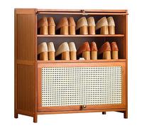 Scarpiera in Rattan, Scarpiera Scaffale per Scarpe Salvaspazio Armadio per Scarpe con Ante a Ribalta per Ingresso del Corridoio (Colore : Naturale, Dimensioni : 80x32x73cm)