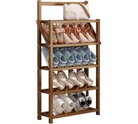 Scarpiera inclinata salvaspazio in bambù, portatile, pieghevole, portascarpe inclinato e stretto for armadi e ingressi(50x 17x100cm)