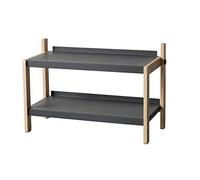 Scarpiera industriale a 2 ripiani, scarpiera per ingresso, corridoio, soggiorno, effetto legno, mobili con struttura in metallo, facile montaggio (colore: nero)