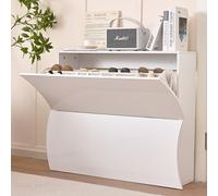 Scarpiera Ingresso in Legno Lucido ONDE 2 Ante Bianco Salvaspazio 101x26.5x81cm