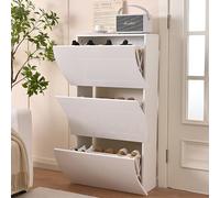 Scarpiera Ingresso in Legno Lucido ONDE 3 Ante Bianco Salvaspazio 71x26.5x121cm