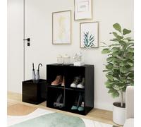 Scarpiera Ingresso Nero Lucido 105x35,5x70cm Legno Multistrato
