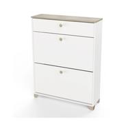 SCARPIERA "IZZY" BIANCA E QUERCIA CON 2 ANTE E 1 CASSETTO, 80,8X24,4X104,3 CM