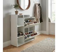 Scarpiera Legno 2 Scomparti Bianca 12 Paia di Scarpe Mobile Ripiano Moderna 85cm