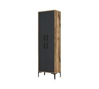 Dmora - Scarpiera Mimosa, Mobile portascarpe, Armadio da ingresso multiuso, Mobiletto per calzature, 60x35h200 cm, Noce e Antracite