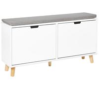 Beliani Scarpiera minimalista in stile scandinavo 2 scomparti in MDF con cuscino in cima Bianco e