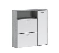 Scarpiera Mobile Portascarpe Salvaspazio Ingresso Con 2 Ribalte Doppia Profondità 3 Ante Con Ripiani Design Moderno Per Corridoio Sala 91.5 x 94 x 26.6 Cm Bianco e Grigio Cemento