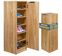 BAKAJI Scarpiera Mobiletto Multiuso Salvaspazio in Legno Antigraffio, Mobile Porta Scarpe Porta Tutto con 6 Vani e 5 Ripiani, Ideale per Casa, Ingresso, Ufficio, Soggiorno, 30 x 35 x 100 cm (Quercia)