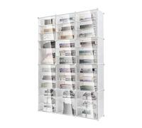 Scarpiera, Mobiletto per Scarpe, Mobiletto portascarpe Fai da Te a 12 Ripiani, Mobiletto portascarpe impilabile per 72 Paia, Scatole portaoggetti in plastica Trasparente per Tacchi