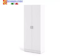 Scarpiera Moderna 2 Ante 5 Ripiani 69x35x170 Mobile Multiuso Bianco Nero Quercia