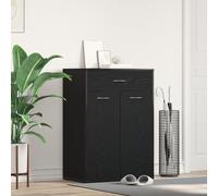 Scarpiera moderna 60 x 35 x 84 cm nera con legno ingegnerizzato, 2 ante e Der per Slish nizat & Sto Soluts, perfetta per casa e ingresso