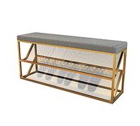 Scarpiera moderna a 3 ripiani in metallo con comodo cuscino, elegante ingresso per corridoio, scarpiera per mobili per la casa