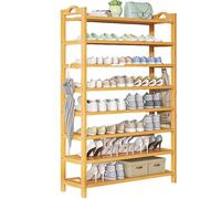 Scarpiera moderna a 8 ripiani in bambù, sottile, multistrato, per ingresso, corridoio, appartamento, casa, elegante scarpiera per risparmiare spazio.