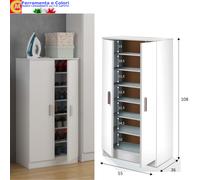 Scarpiera Moderna Bianco 2 Ante 6 Ripiani Mobile Armadio Per Scarpe 55X36X108