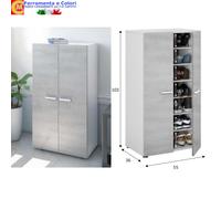 Scarpiera Moderna Bianco Grigio Cemento 6 Ripiani Modulare Componibile 55X36X103