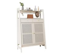 Scarpiera moderna con 2 ante e 2 cassetti, ripiani regolabili, in legno, per ingresso, elegante organizer bianco (80 cm)