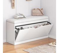 Scarpiera moderna con ante, armadio autoportante per ingresso, design a secchio, panca stretta per scarpe, elegante soluzione organizzativa per la casa