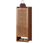 Scarpiera moderna con ripiani regolabili, organizer autoportante in legno con ante a feritoie per ingresso, corridoio,