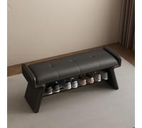 Scarpiera moderna con seduta imbottita, elegante contenitore per ingresso, camera da letto, soggiorno - grande 120 cm, soluzione di archiviazione nera