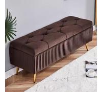 Scarpiera moderna da ingresso con bottoni, ottomana imbottita, poggiapiedi, per soggiorno e camera da letto, rettangolare, estremità del letto (curry scuro, 80 cm)