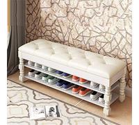 Scarpiera moderna e minimalista con sgabello portaoggetti e pedali per divano, salvaspazio, a 2 strati, antipolvere, con piastra spessa, resistente, per ingresso e corridoio, colore: bianco