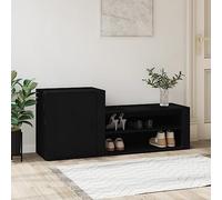 Scarpiera moderna e scarpiera a 2 ripiani con porta elegante nizer per ingresso 130 x 35 x 54 cm, soluzione di archiviazione nera per casa e ufficio