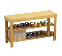 Scarpiera moderna in bambù a 2 ripiani, grande capacità, design semplice, per ingresso, corridoio, portico, bagno, diverse dimensioni e stili disponibili (89 cm di larghezza)