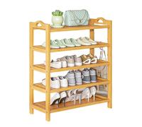 Scarpiera moderna in bambù a 5 ripiani, stretta, per ingresso, casa, appartamento, corridoio, portaoggetti multistrato elegante (70 cm)