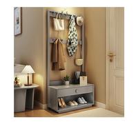 Scarpiera moderna in legno con panca cuscino, autoportante per corridoio, ingresso, soggiorno, fango, elegante appendiabiti e soluzione per riporre oggetti