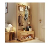 Scarpiera moderna in legno con panca e cuscino, autoportante per ingresso, per corridoio, soggiorno, fango, elegante appendiabiti