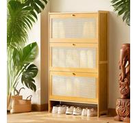 Scarpiera moderna per 12 paia di contenitori da ingresso con 2/3/4/6 ripiani regolabili e cassetti pieghevoli, elegante finitura naturale (100 cm, 4 cassetti)